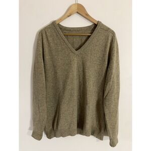 Vintage Irish Knit 100% Lambs Wool Sweater Beige Green Mix Men's Large Ireland